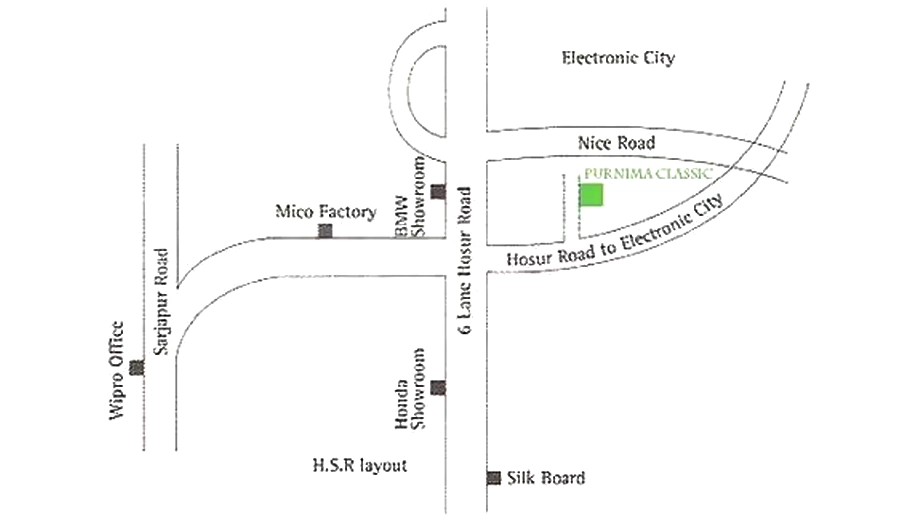 Location of Purnima Classic in Electronic City, Bangalore - Image 401053