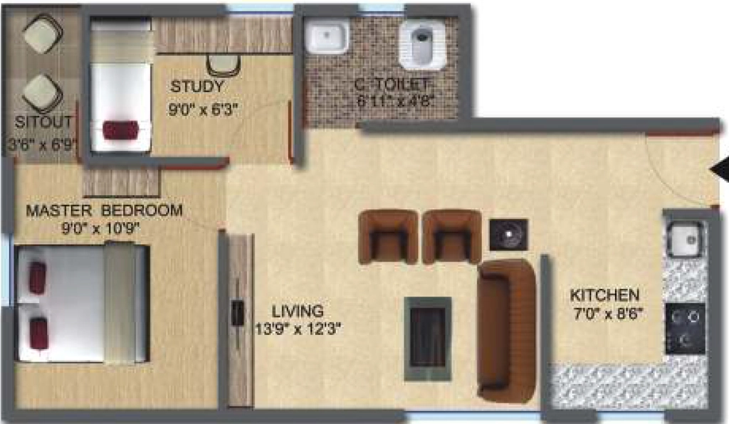 2 BHK Flat in Purnima Elite in Electronic City, Bangalore - Image 917203