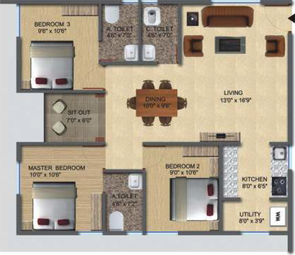 3 BHK Flat in Purnima Elite in Electronic City, Bangalore - Image 917205