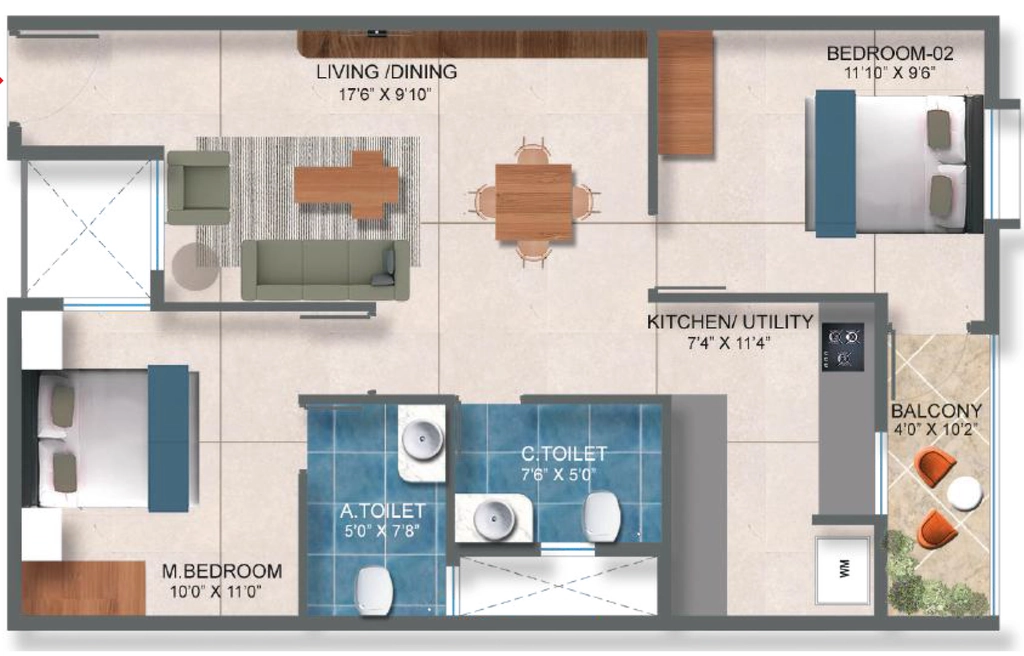 2 BHK Flat in Purnima Palmgrove in Haralur, Bangalore - Image 917208