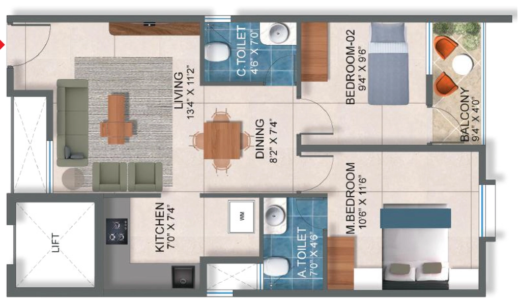 2 BHK Flat in Purnima Palmgrove in Haralur, Bangalore - Image 917207