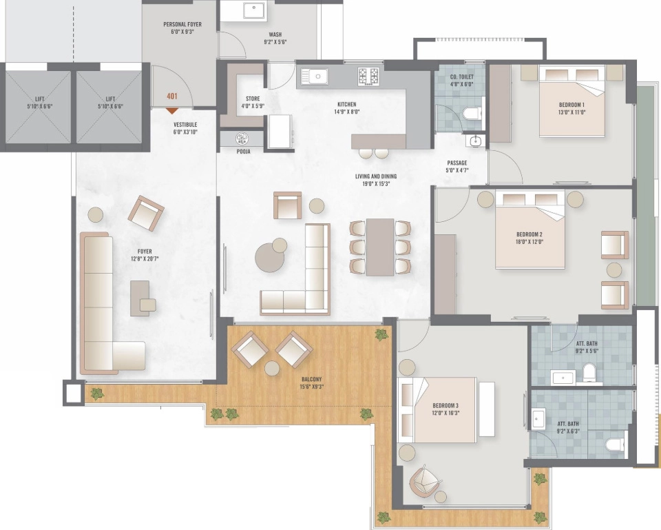 3 BHK Flat in The Linea in Kudasan, Gandhinagar - Image 917180