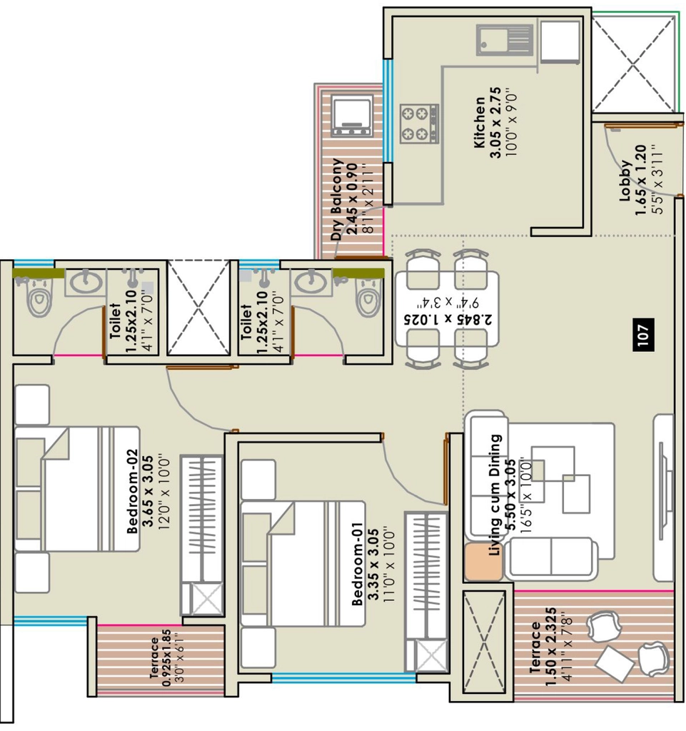 2 BHK Flat in Supreme Rivana in Punawale, Pune - Image 917826