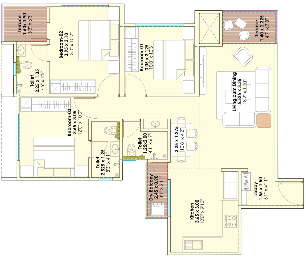 3 BHK Flat in Supreme Rivana in Punawale, Pune - Image 917829