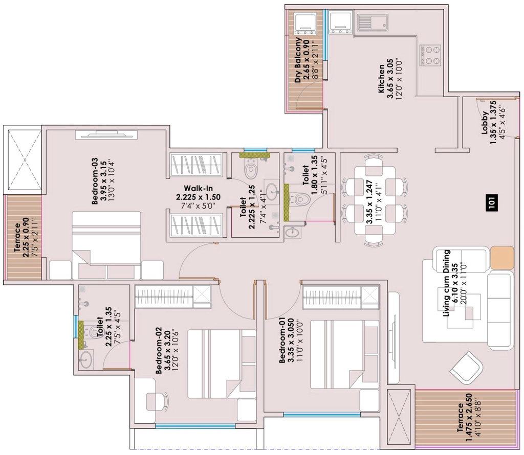 3 BHK Flat in Supreme Rivana in Punawale, Pune - Image 917830