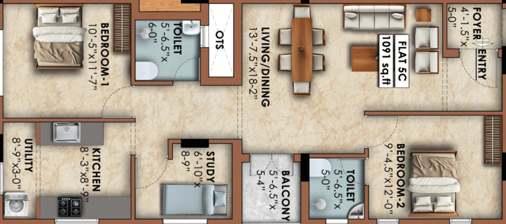 2 BHK Flat in Aanirudh Narmada in T Nagar, Chennai - Image 917210
