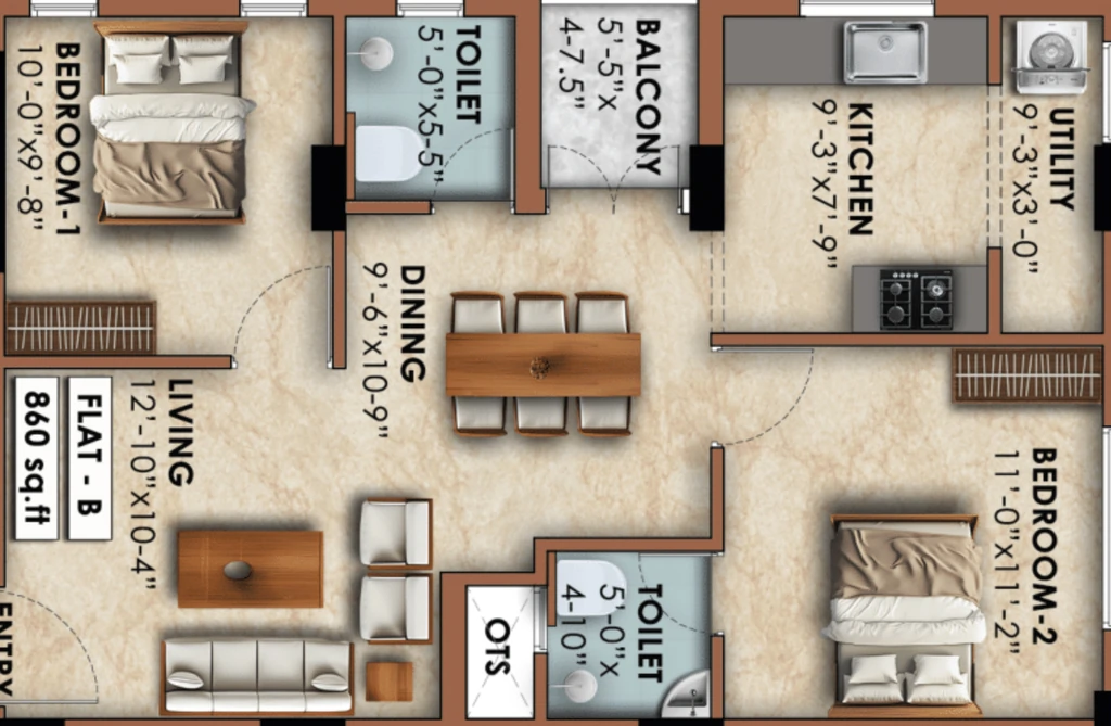 2 BHK Flat in Aanirudh Narmada in T Nagar, Chennai - Image 917209