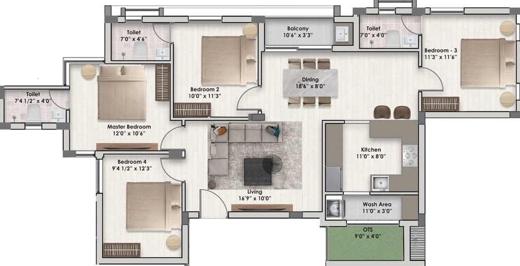 4 BHK Flat in Aanirudh Sri Chakraa in T Nagar, Chennai - Image 917218