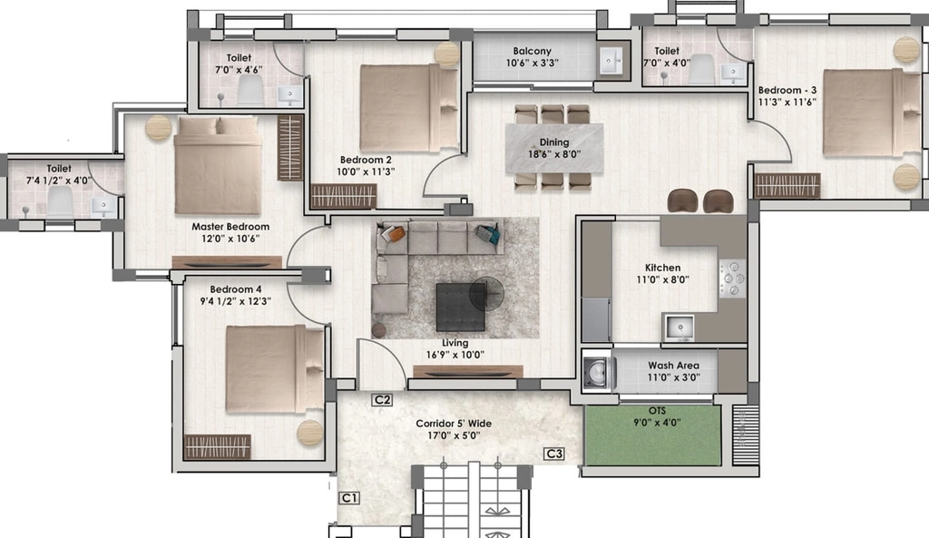 Floor Plan of Aanirudh Sri Chakraa in T Nagar, Chennai - Image 401121