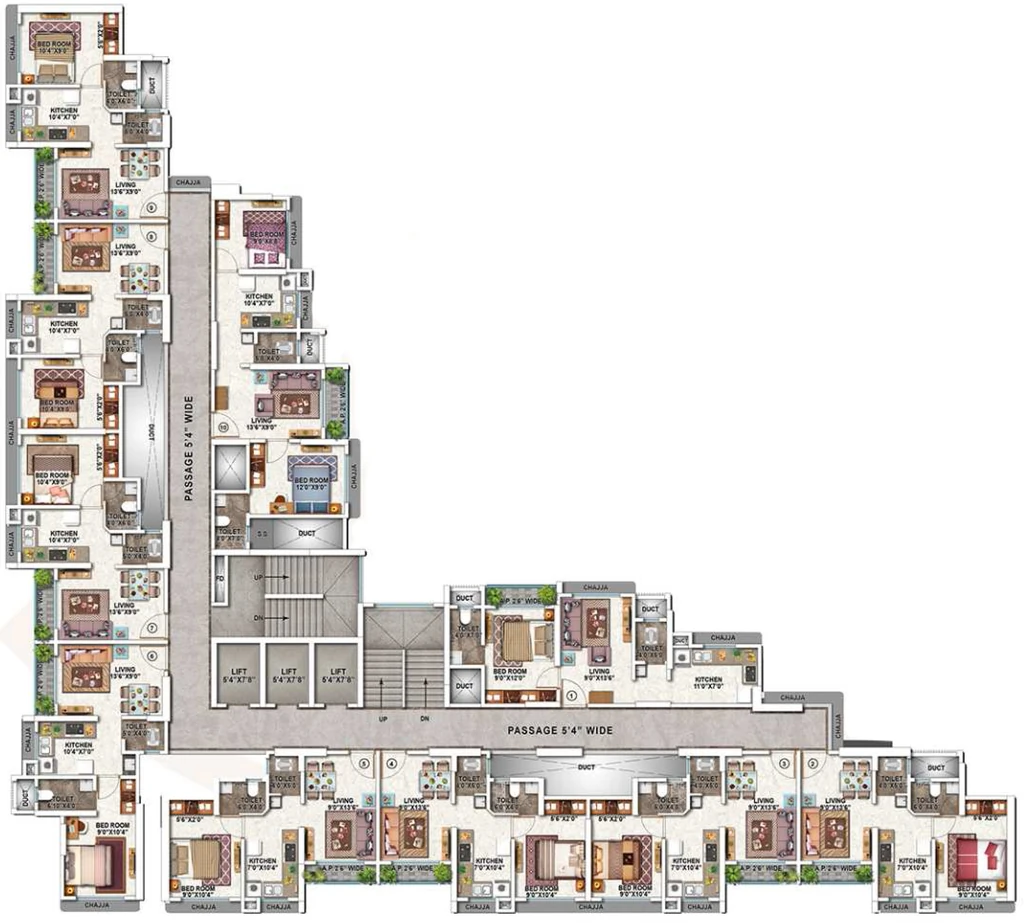 Floor Plan of Atlanta Avadh in Ulhasnagar, Thane - Image 401145