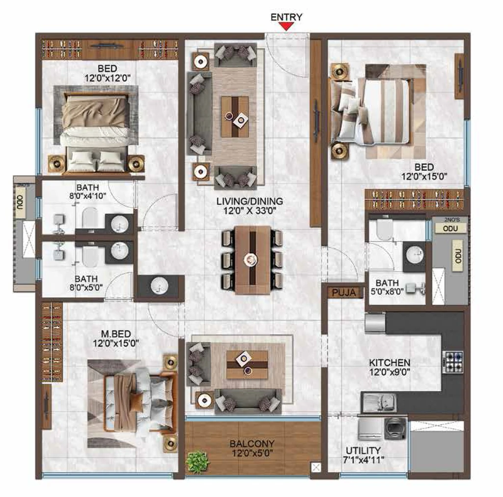 3 BHK Flat in Casagrand Hennessy in Kompally, Hyderabad - Image 917226