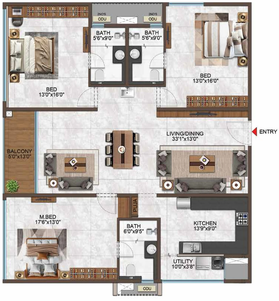 3 BHK Flat in Casagrand Hennessy in Kompally, Hyderabad - Image 917227