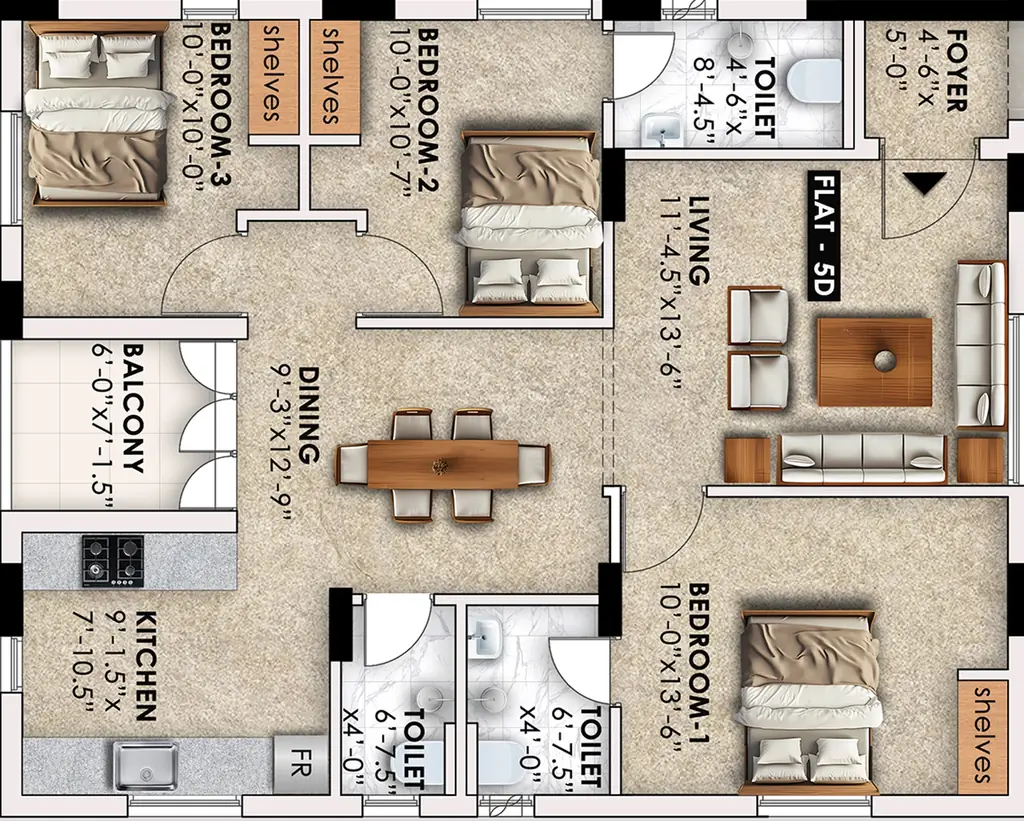 3 BHK Flat in Aanirudh Ramanjaneya in Nanganallur, Chennai - Image 917234