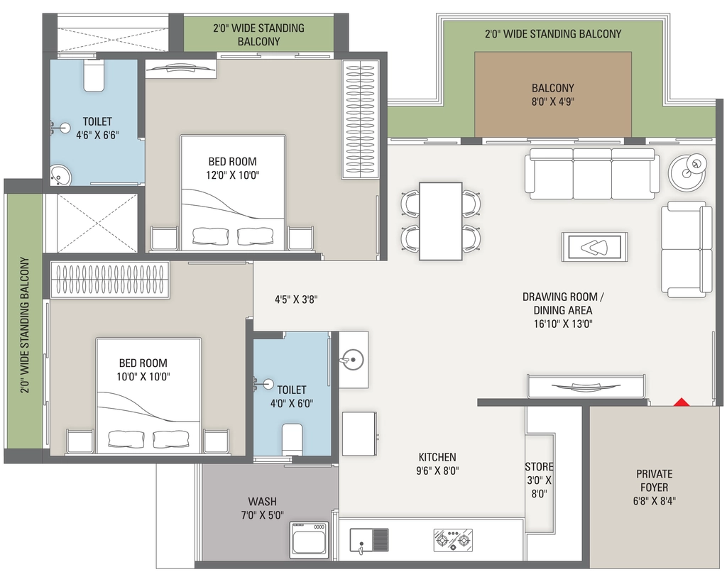 2 BHK Flat in Revanta Fortune 2 in Raysan, Gandhinagar - Image 917235