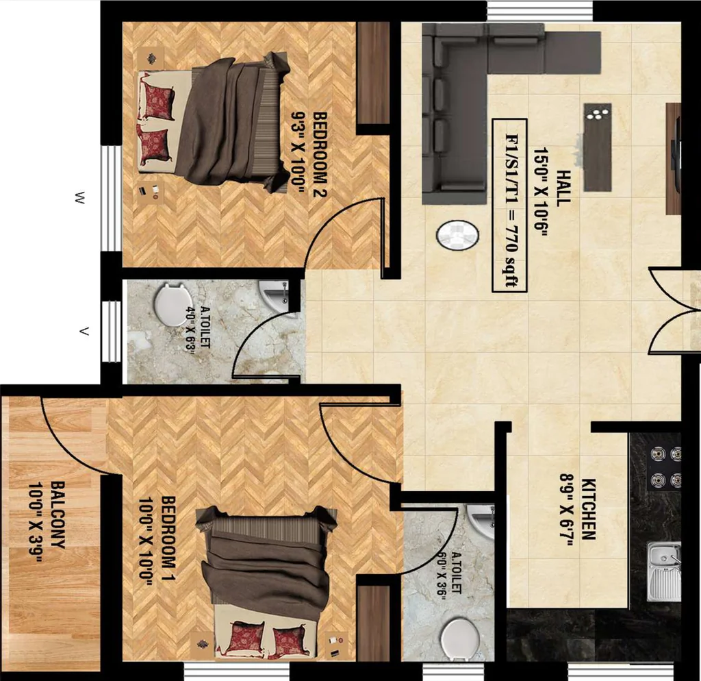 2 BHK Flat in Karthick Fia in Kundrathur, Chennai - Image 917253