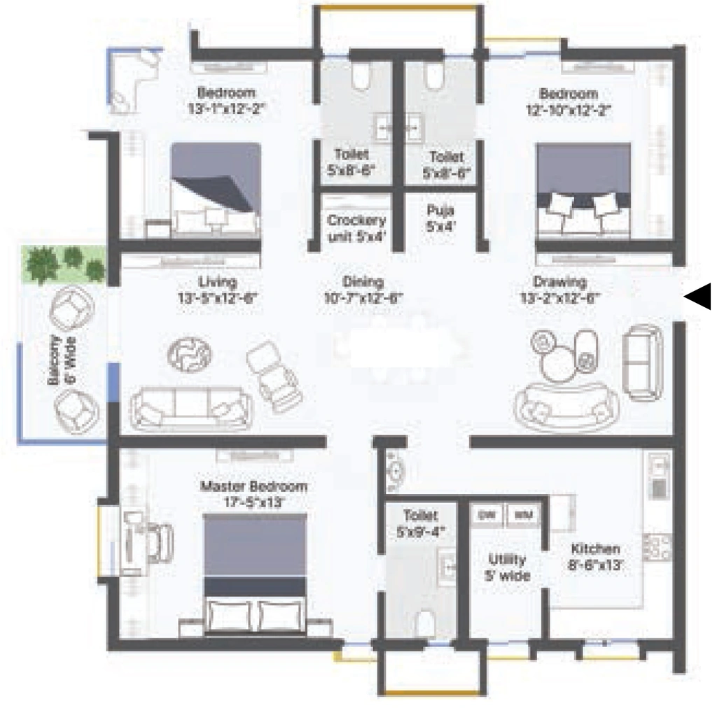 3 BHK Flat in CSR Ashvattha in Uppal, Hyderabad - Image 917255