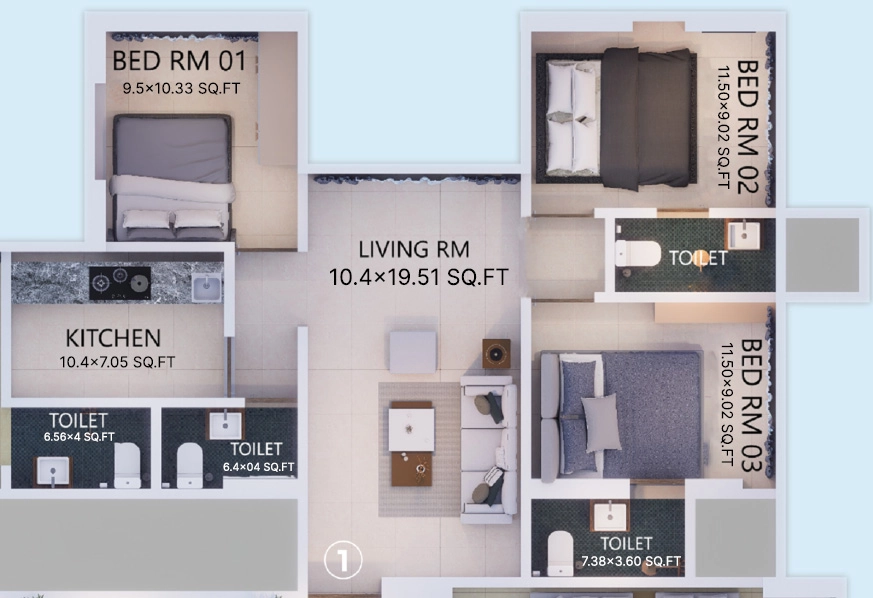 3 BHK Flat in Advent Joy Pragati in Andheri East, Mumbai - Image 917265