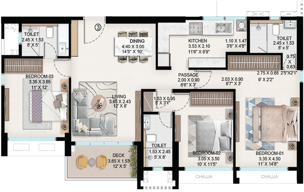 3 BHK Flat in Nahar Chandi Valley in Chandivali, Mumbai - Image 917266