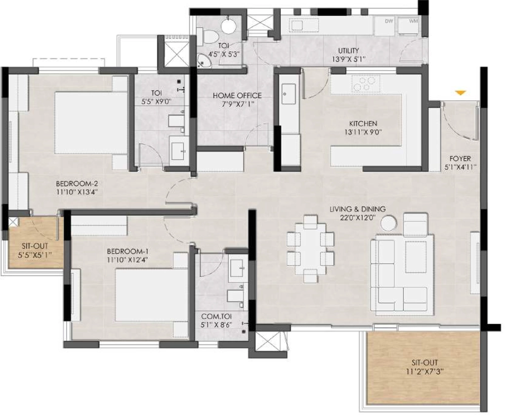 2.5 BHK Flat in Roach Cicada in Sarjapur Road, Bangalore - Image 917281