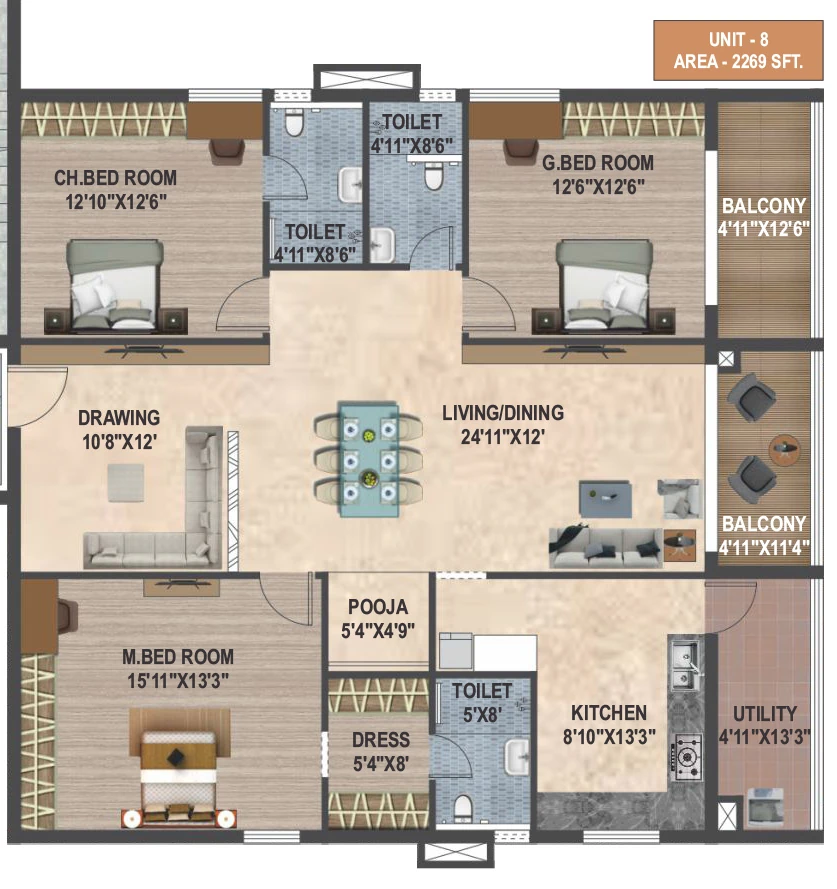 3 BHK Flat in Sunyuga Vantara in Kompally, Hyderabad - Image 917301