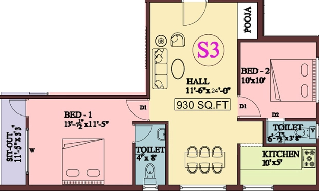 2 BHK Flat in Judie Orchid in Thiruvanmiyur, Chennai - Image 917315