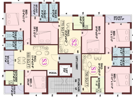 Floor Plan of Judie Orchid in Thiruvanmiyur, Chennai - Image 401436