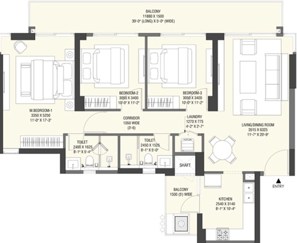 3 BHK Flat in Emaar Serenity Hills in Sector 86, Gurgaon - Image 917325