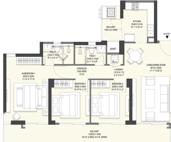 3 BHK Flat in Emaar Serenity Hills in Sector 86, Gurgaon - Image 917326