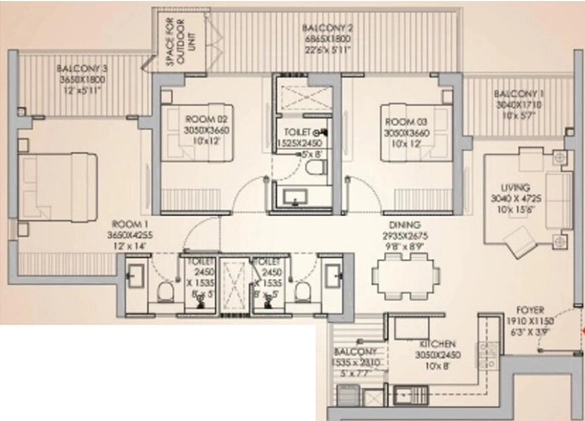 3 BHK Flat in Godrej Aristocrat in Sector 49, Gurgaon - Image 917328