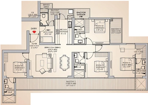 4 BHK Flat in Godrej Aristocrat in Sector 49, Gurgaon - Image 917331