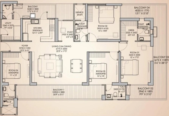 4 BHK Flat in Godrej Aristocrat in Sector 49, Gurgaon - Image 917332