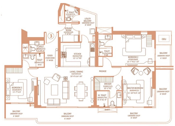 3 BHK Flat in Shapoorji The Dualis in Sector 46, Gurgaon - Image 917340