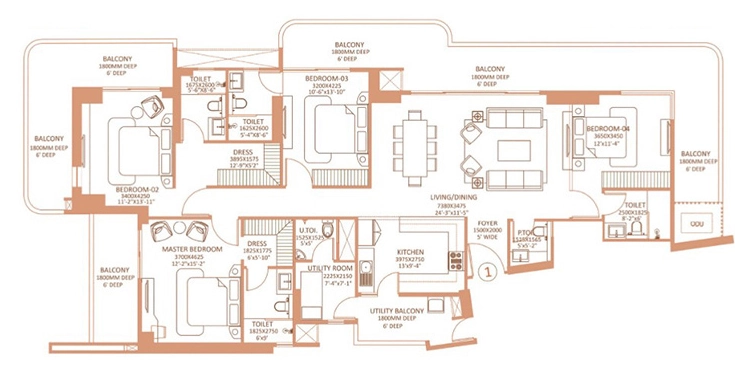 4 BHK Flat in Shapoorji The Dualis in Sector 46, Gurgaon - Image 917342