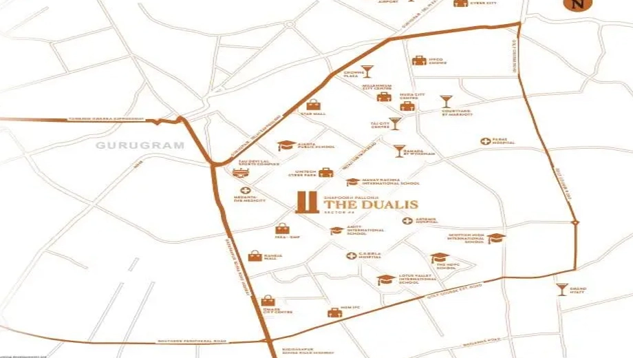 Location of Shapoorji The Dualis - Image 401540