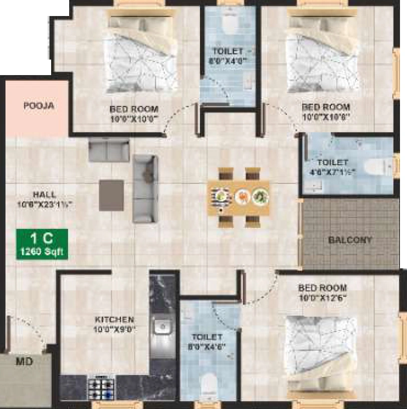 3 BHK Flat in Vesta Dimension in Madipakkam, Chennai - Image 917357