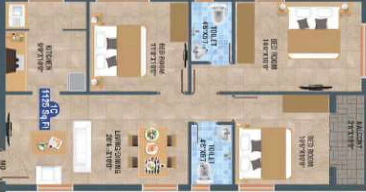 3 BHK Flat in Vestas Charm in Puzhuthivakkam, Chennai - Image 917359