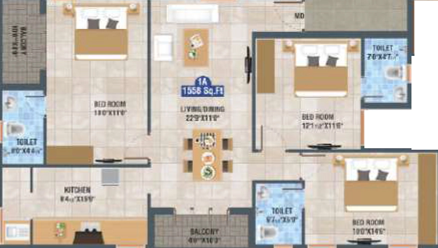 3 BHK Flat in Vestas Charm in Puzhuthivakkam, Chennai - Image 917360