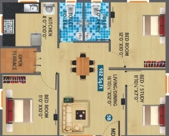 3 BHK Flat in Vesta Grand in Madipakkam, Chennai - Image 917364
