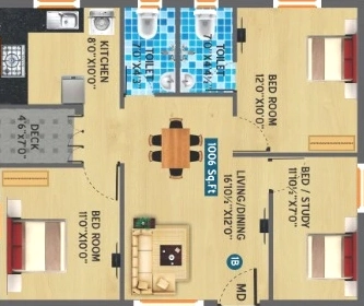 3 BHK Flat in Vesta Grand in Madipakkam, Chennai - Image 917365