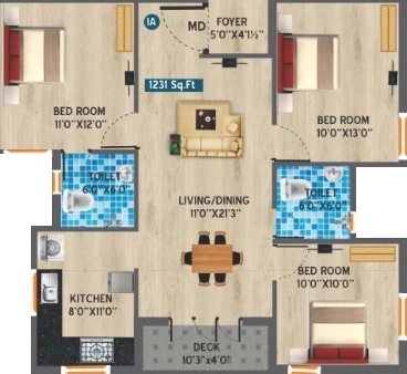3 BHK Flat in Vesta Grand in Madipakkam, Chennai - Image 917366