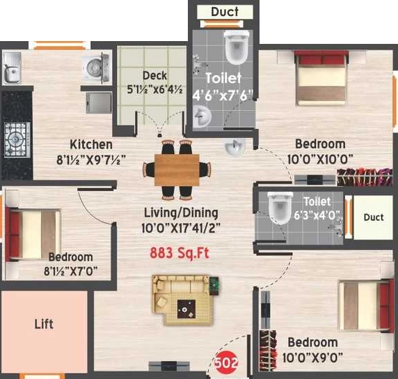 2.5 BHK Flat in Vesta Elegance in Madipakkam, Chennai - Image 917368