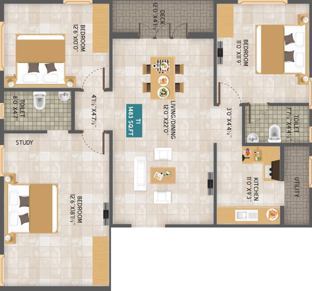 3 BHK Flat in Vesta Amaze in Puzhuthivakkam, Chennai - Image 917372
