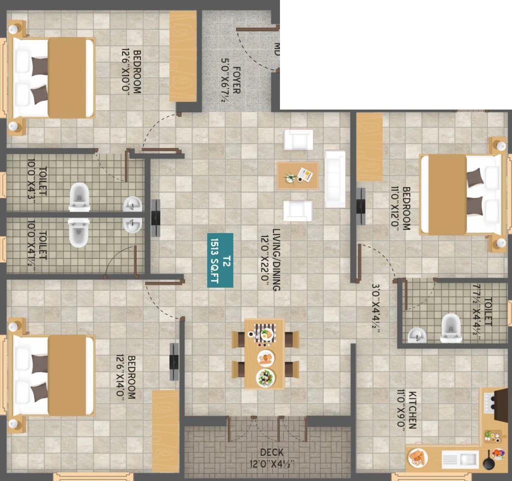 3 BHK Flat in Vesta Amaze in Puzhuthivakkam, Chennai - Image 917373