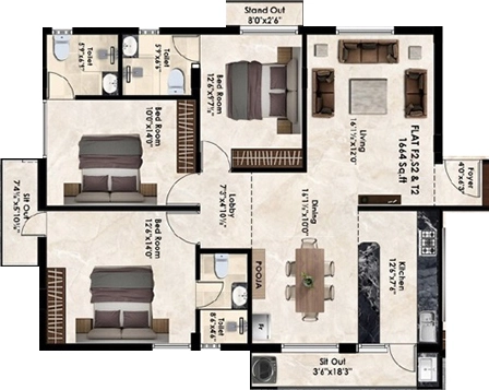 3 BHK Flat in Ramkhar Kalpadruma in Arumbakkam, Chennai - Image 917380