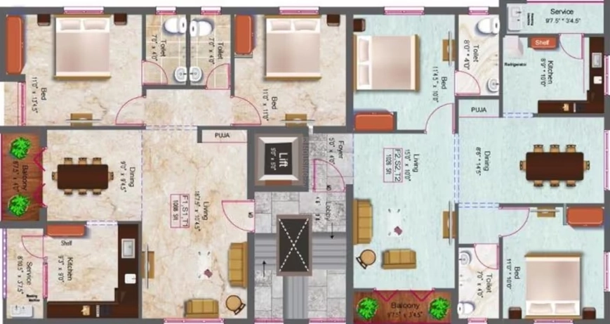 Floor Plan of Grey Project Milano in Selaiyur, Chennai - Image 401650
