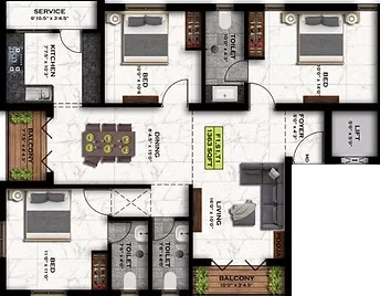 3 BHK Flat in Grey Project Monza in Rajakilpakkam, Chennai - Image 917389