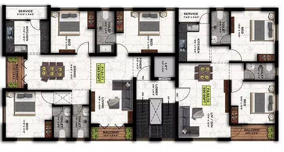 Floor Plan of Grey Project Monza in Rajakilpakkam, Chennai - Image 401662