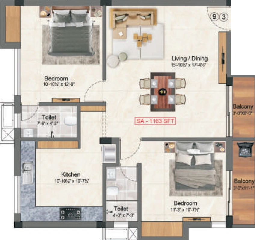 2 BHK Flat in Sumangali Daanvi in Medavakkam, Chennai - Image 917467