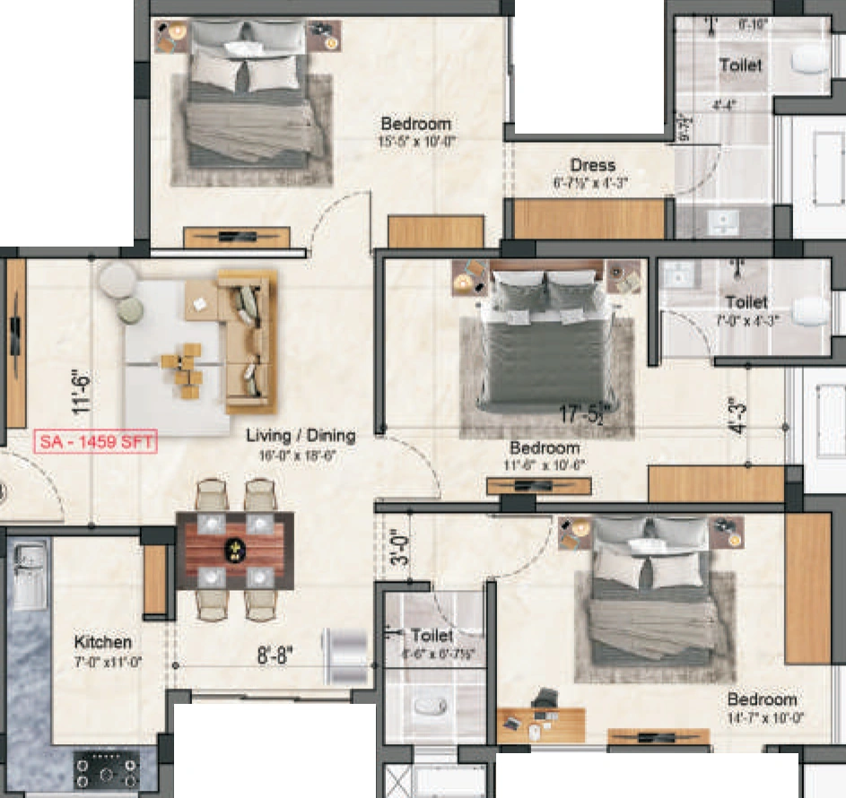 3 BHK Flat in Sumangali Daanvi in Medavakkam, Chennai - Image 917470