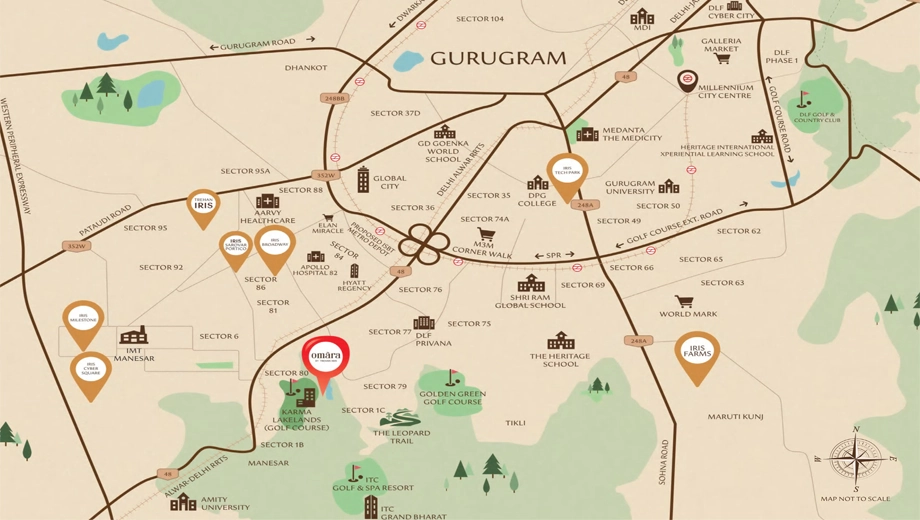 Location of Trehan iris Omara in Sector 80, Gurgaon - Image 402219